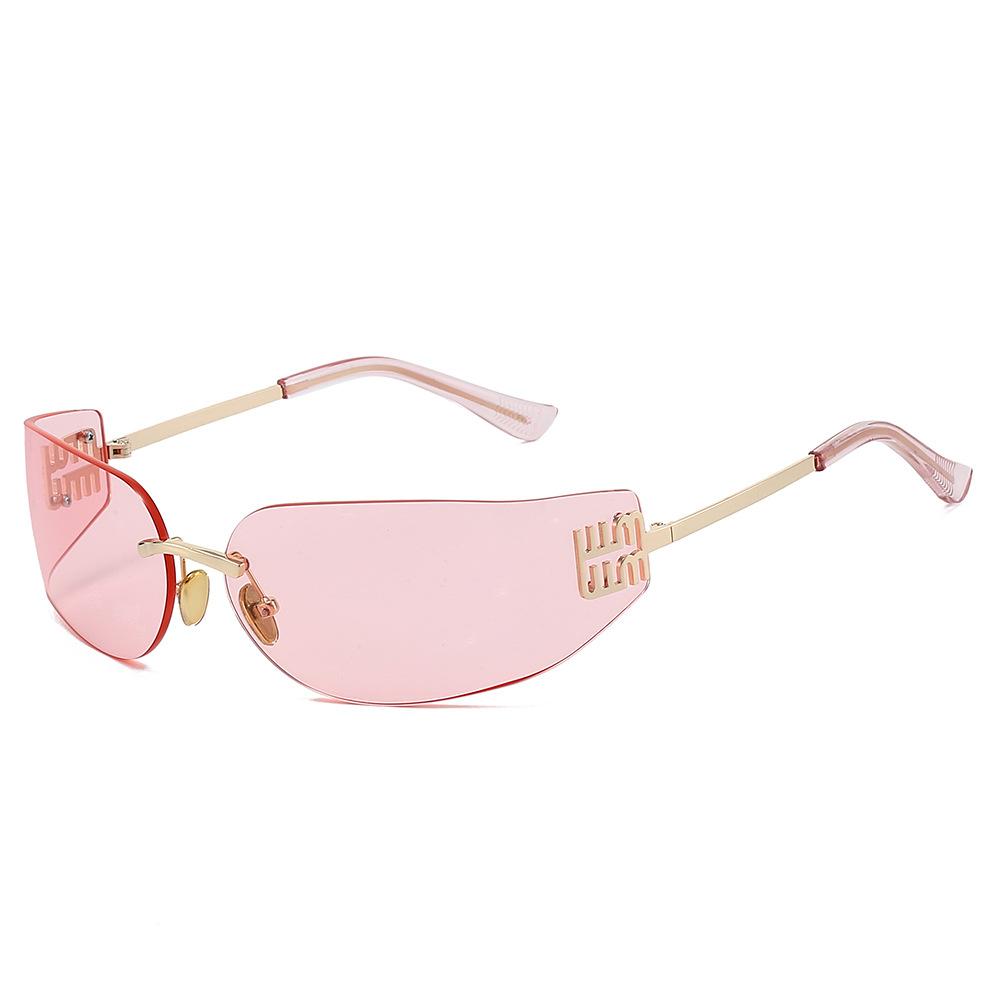 2026 New High End Sunglasses Women Frameless Curved Integrated Sun Glasses for Eye Protection and Sunscreen Travelling Hiking