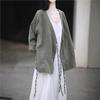 Johnature Women Chinese Style V-Neck Long Sleeve Autumn Solid Color Belt Coats