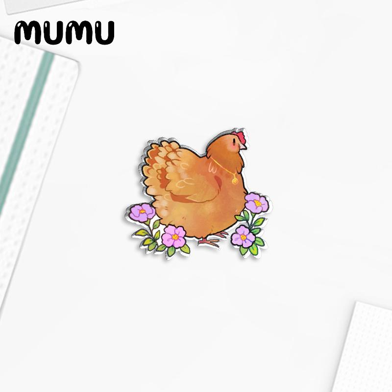 2023 Neue Blume Huhn Anstecknadel Niedlicher Hahn Acryl Broschen Handgefertigt Epoxid Schmuck Hemd Tasche Abzeichen