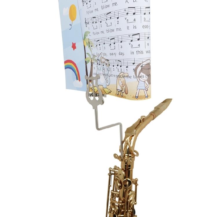 Portable Metal Sax Lyre Sheet Music Clip Saxophone Marchings Clamp-On Stand