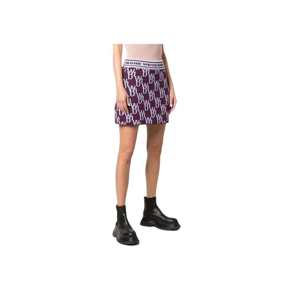We11done Letter Print Knit Mini A-Line Casual Skirt Women skirts WD-KS3-21-601-W-PP
