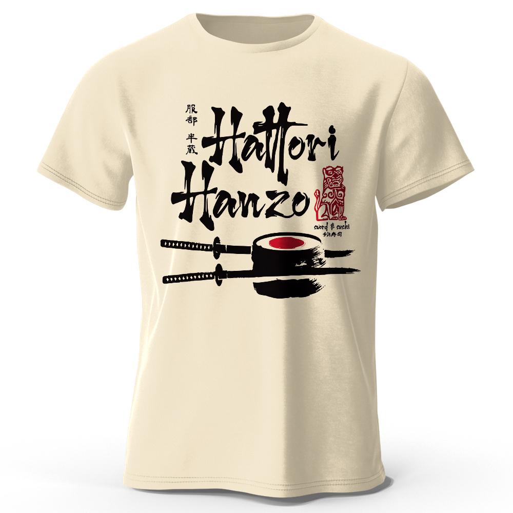 Herren Hattori Hanzo Bedrucktes T-Shirt 100% Baumwolle Oversized Ninja Grafik-T-Shirts für Damen Oberteile Sa
