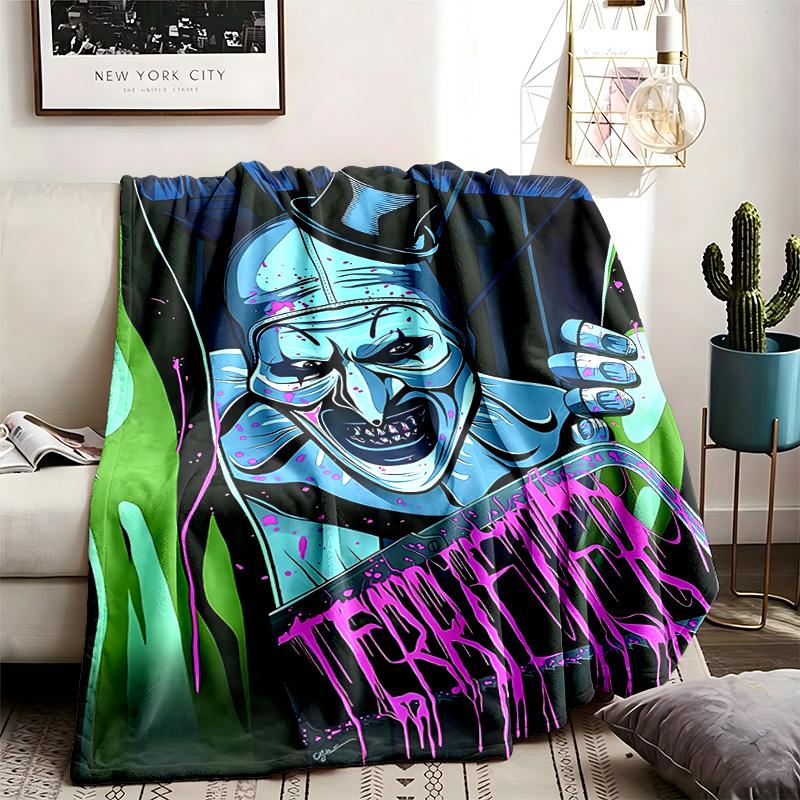 Terrifier Theme Blanket Suitable For The Sofa Camping And Travel Made Of Soft Flannel Material An Ideal Gift For Occasions Such As Birthday