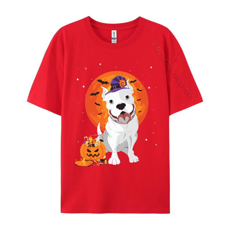 Pitbull Halloween Kostüm Kürbis T-Shirts Druck T-Shirts Herren Freizeit Große Größen Oversize Bedrucktes T-Shirt