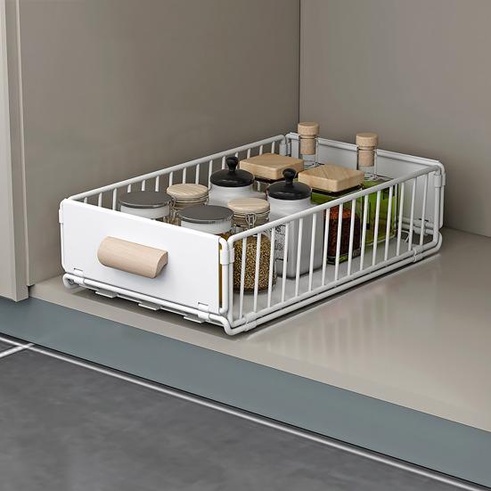 Pull-out Storage Rack Large Capacity Drawer Design Multipurpose Slide-Out Under-Sink Organizer Bathroom Storage Shelves