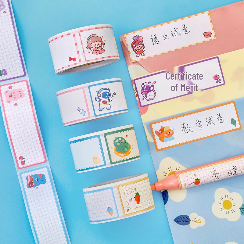 Cartoon Name Stickers: Tear-Resistant, No-Trace Labels for Water Bottles, Journals & More - Perfect for Students & Kindergarteners
