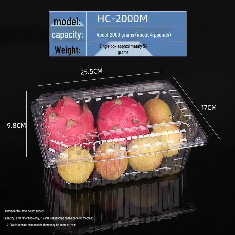 UOSO Disposable Transparent Plastic Food Container with Lid