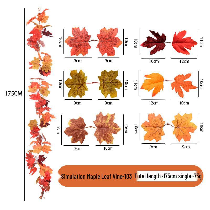 Autumn Festival Maple Leaf Vine Display: Fake Leaves for Halloween & Decorative Scenery