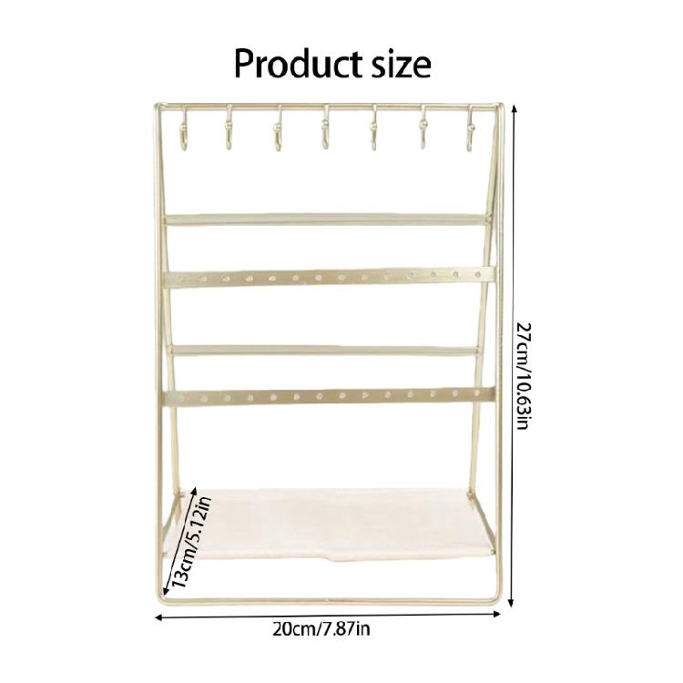6 Layer Elegant Gold Finish Earring Bracelet Display Stand Iron Desktop Organiser for Vanity Countertop
