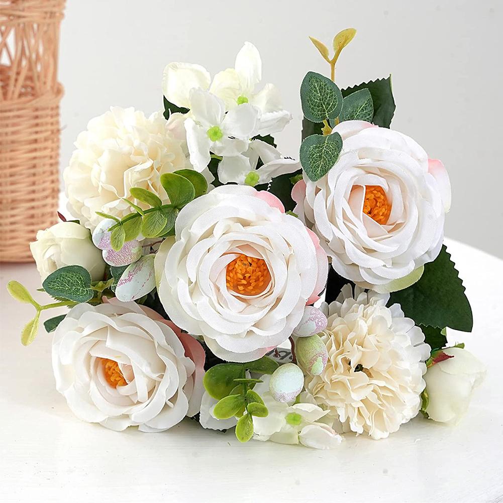 Simulation Flower Bouquet Romantic Round Rose Artificial Bouquet Wedding Home Living Room Interior Decoration Photo Props
