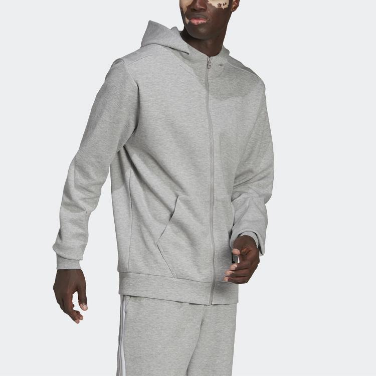 Adidas Casual Sports Breathable Hoodie Jacket Men Outerwear Grey HE2224