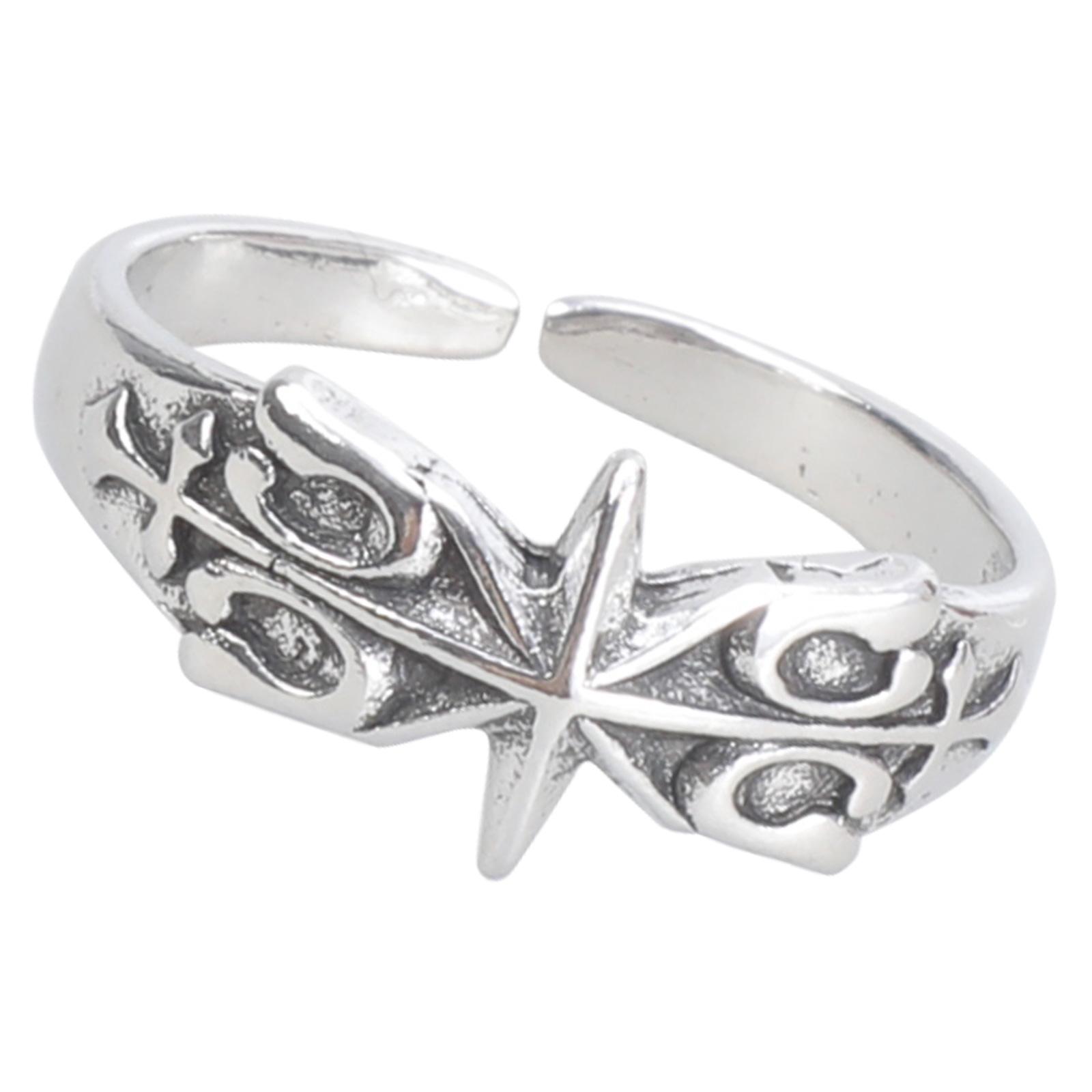 

Винтажное кольцо ручной работы с гексаграммой, посеребренное сплавное кольцо, аксессуар для пальца, оккультная культура, ювелирные изделия для любителей моды