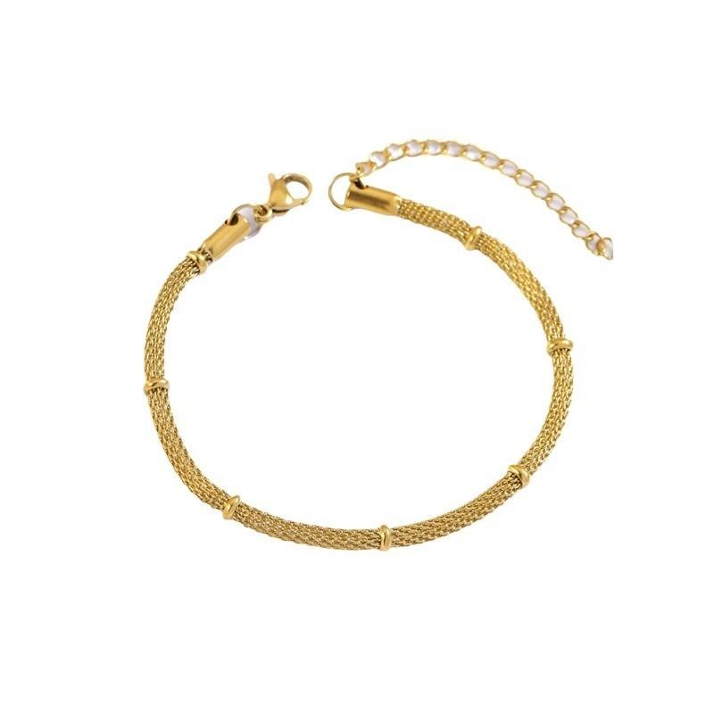 1PCS stylish and simple gold mesh cylindrical chain bracelet plain ring versatile chain does not fade titanium steel jewelry