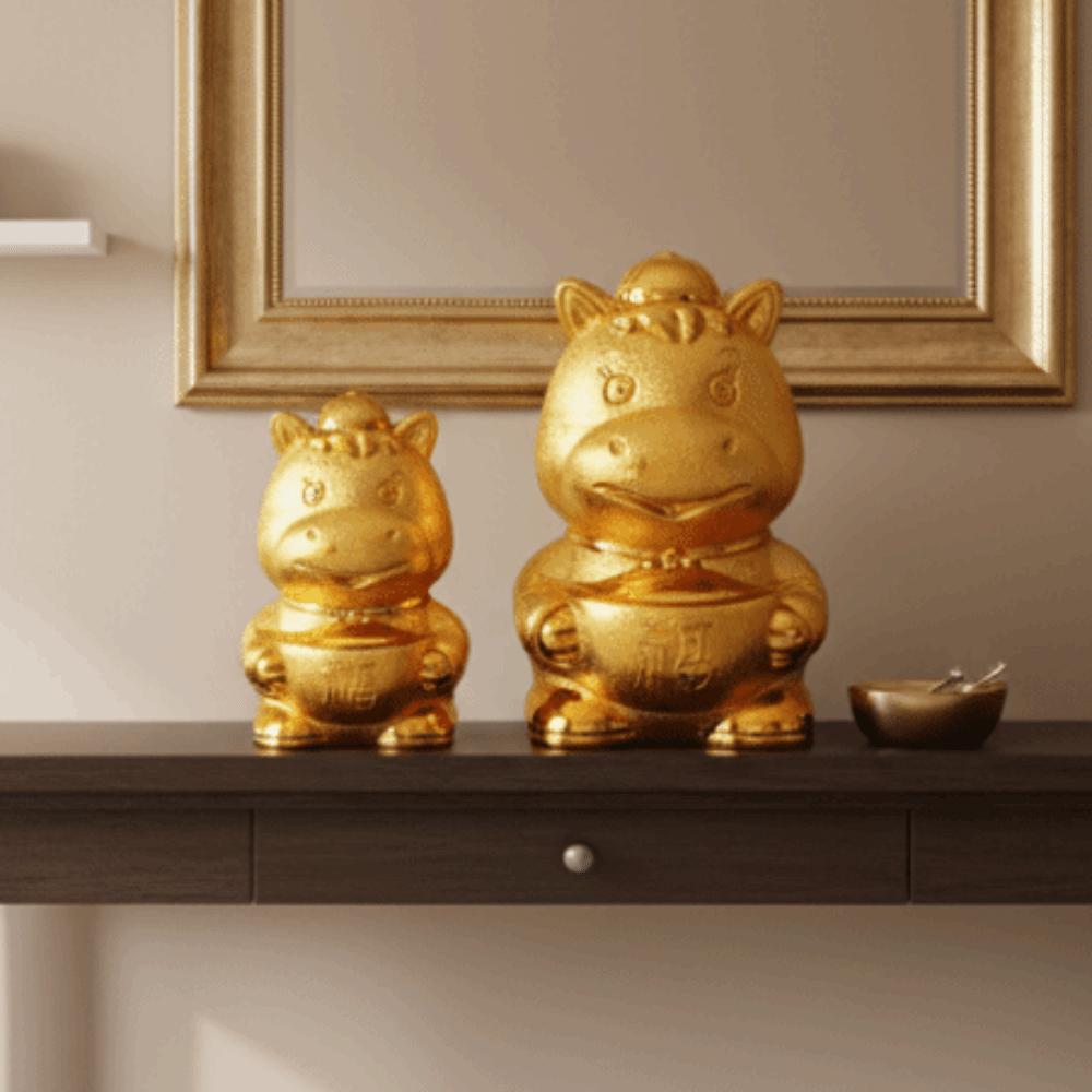 Traditional Zodiac Horse Piggy Bank Creative Gold Lucky Money Ingots Statues Cute Prosperity Feng Shui Wealth Symbol New Year