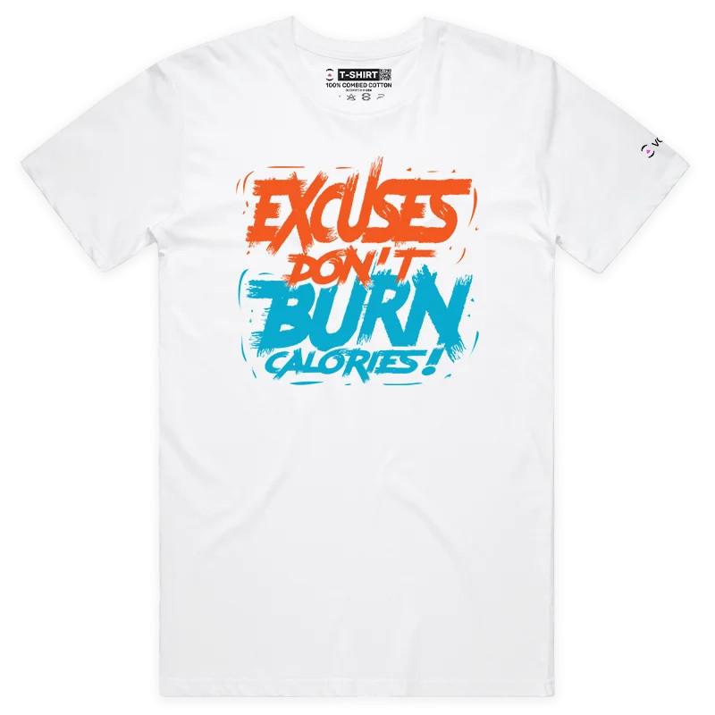 VOICEART Excuses Dont Burn Calories Typography T-Shirt with Premium Graphic L