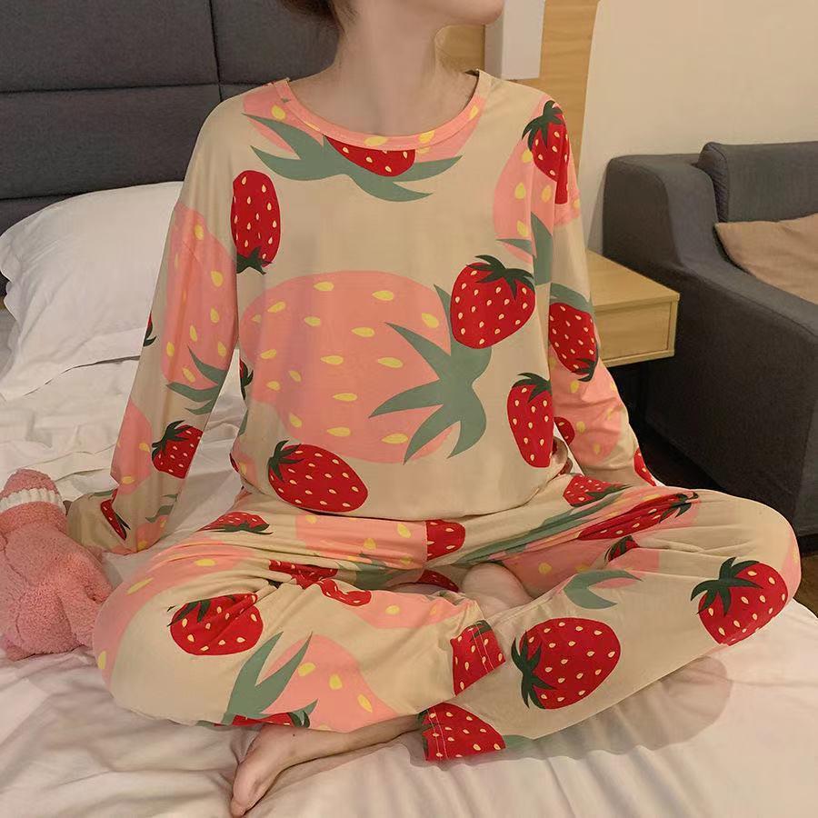 Spring & Autumn Women's Long-Sleeve Pajama Set - Cute Cartoon Design, Plus Size, Cozy Winter Loungewear