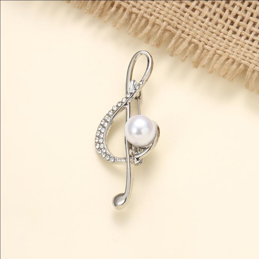 Music Note Large Brooches For Women Men Austrian Crystal Scarf Coat Clips Pins Icon Jewelry Party Dress Broche Decoration Gifts