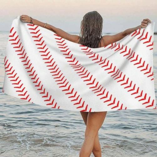 1pc Baseball PoolBeach Towel Sport Art Style Beach Blanket, Quick-Dry Soft Lightweight Bath Towels