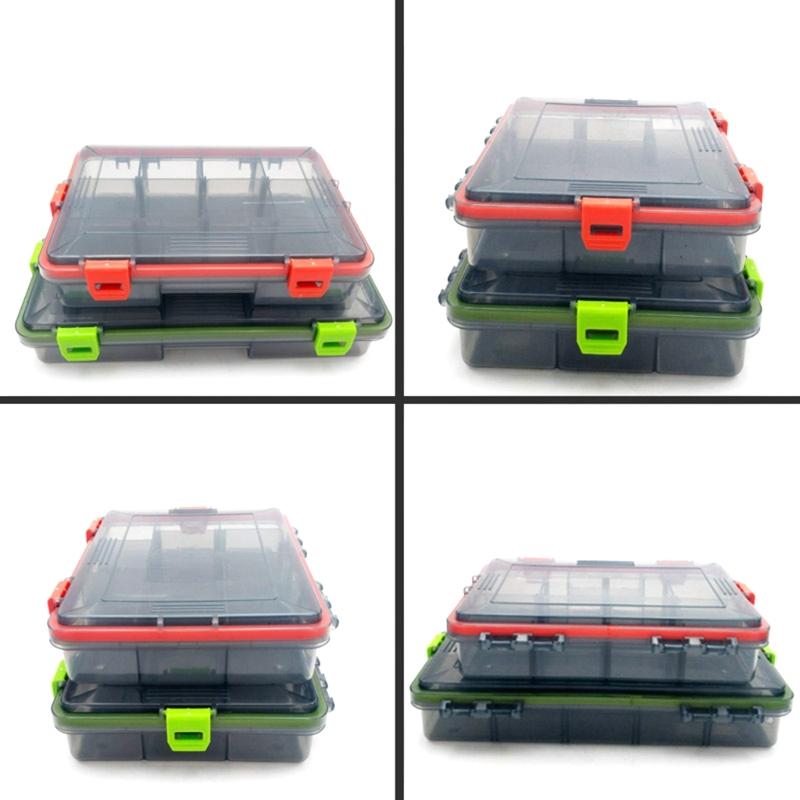 Wasserdichte Angelzubehör-Organizerbox Tackle-Einsatzbox mit verstellbaren Einsätzen Transparente Aufbewahrungsbox für Angelköder