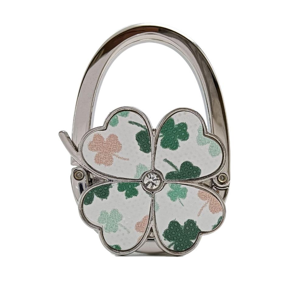 Durable Four Leaf Clover Handbag Hook Flowers Foldable Purse Hanger Creative Pretty Purse Holder for Table