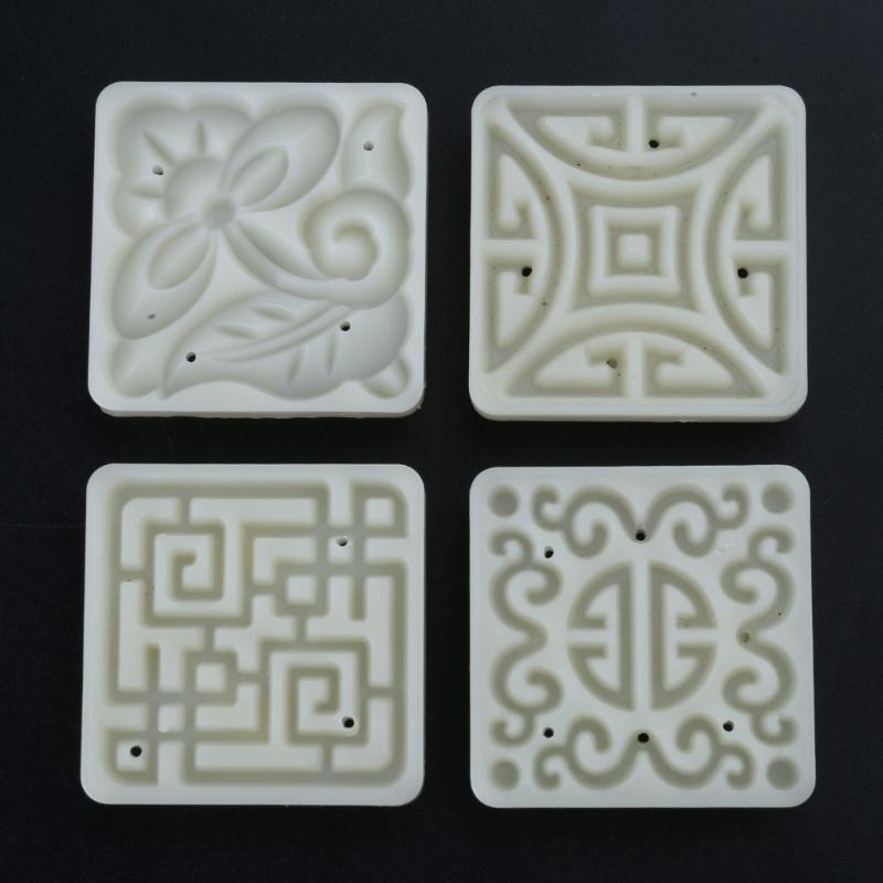 Convenient Square Pastry Molds Multifunctional Mooncakes Molds with 4 Different Pattern Artistic Treat Embosser