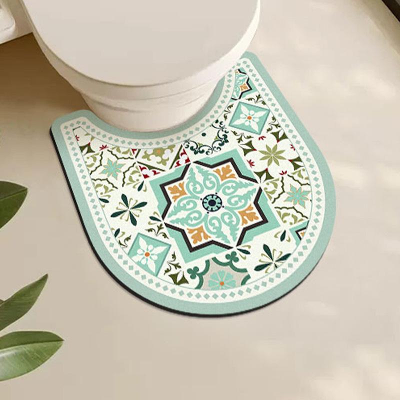 

U-образный коврик для унитаза, противоскользящий коврик для раковины, диатомитовый коврик, впитывающий грязь, французский старинный коврик для ног, ковер для ванной комнаты 50*55CM