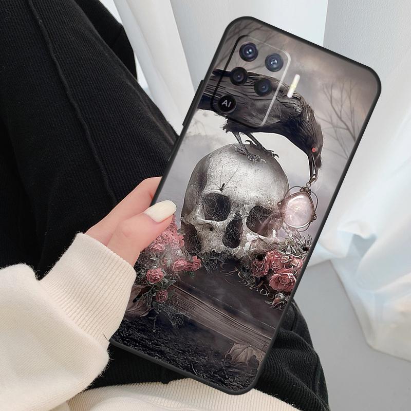 Raven Skull Case For Oppo A40 A60 A80 A5 Pro A15 A16 A17 A57 A77 A94 A74 A54 A76 A96 A18 A38 A58 A78 A98
