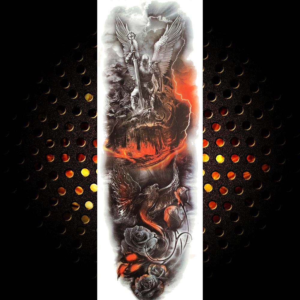 Full Arm Robot Temporary Tattoo Sticker Fake Black Long Maori Totem Tattoos For Men Women Body Art Arm Legs Sleeve Tatoo Sticker For Holiday