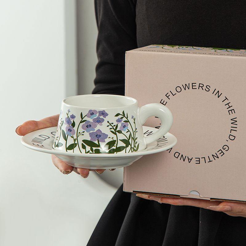 Retro Ceramic Coffee Cup Set Gift Box High-End Exquisite Housewarming New Home Wedding Gift Original Cup
