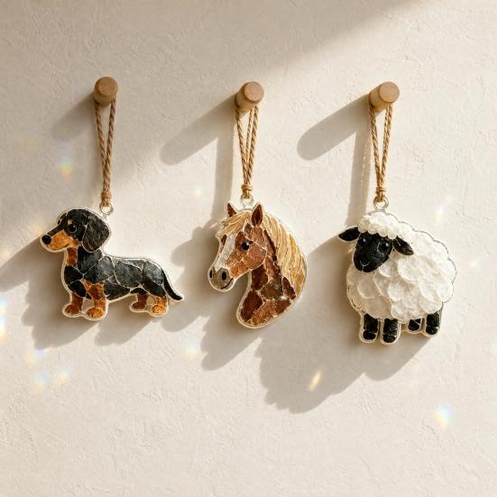Sea Glass Suncatcher Ornament, Handmade Animal Ocean Sea Glass Acrylic Hanging Pendants, DIY Sea Glass Summer Hanging Ornament Decor, Valentine's Day