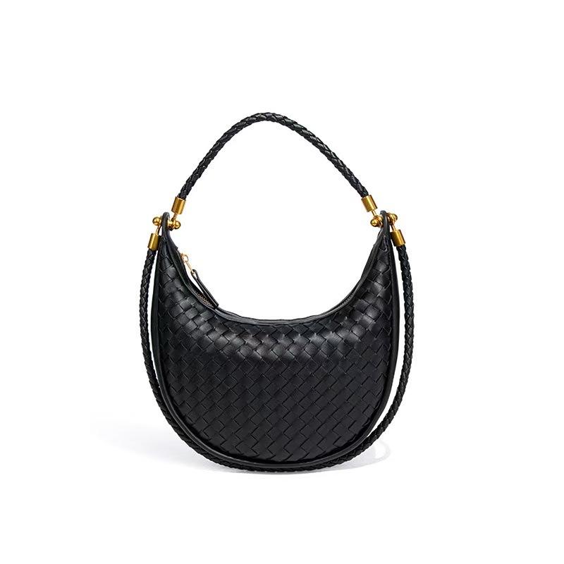 New cross-border fashion handmade woven crescent bag, casual women s handbag, niche single-shoulder underarm dumpling bag чёрный