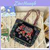 Cotton Embroidered Boho Handbag With Large Capacity For Casual Travel And Daily Use
