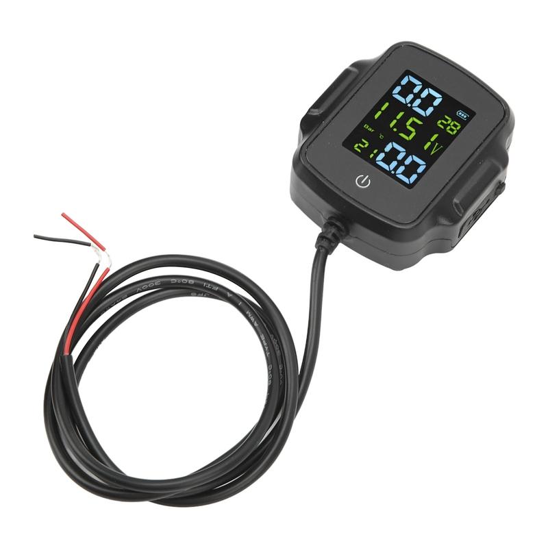 Sistema di Monitoraggio della Pressione degli Pneumatici TPMS per Moto Con 2 Sensori Esterni Sistemi di Allarme Pneumatici Moto Tempo Reale Carica USB 12V