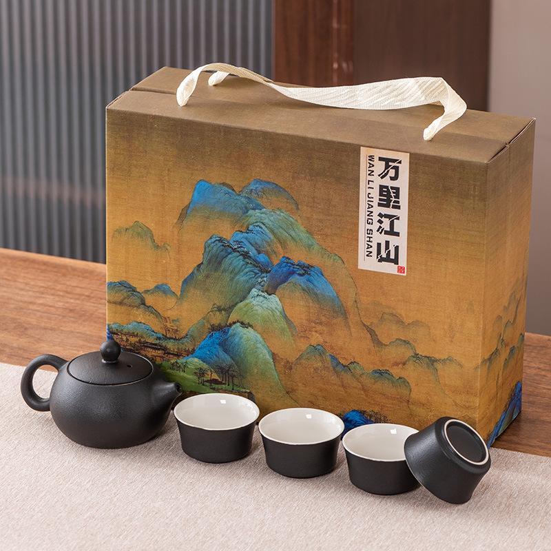 High-end hand-painted Kung Fu tea set, Xi Shi teapot cover bowl to make tea, teacup light luxury business gift box, gift.