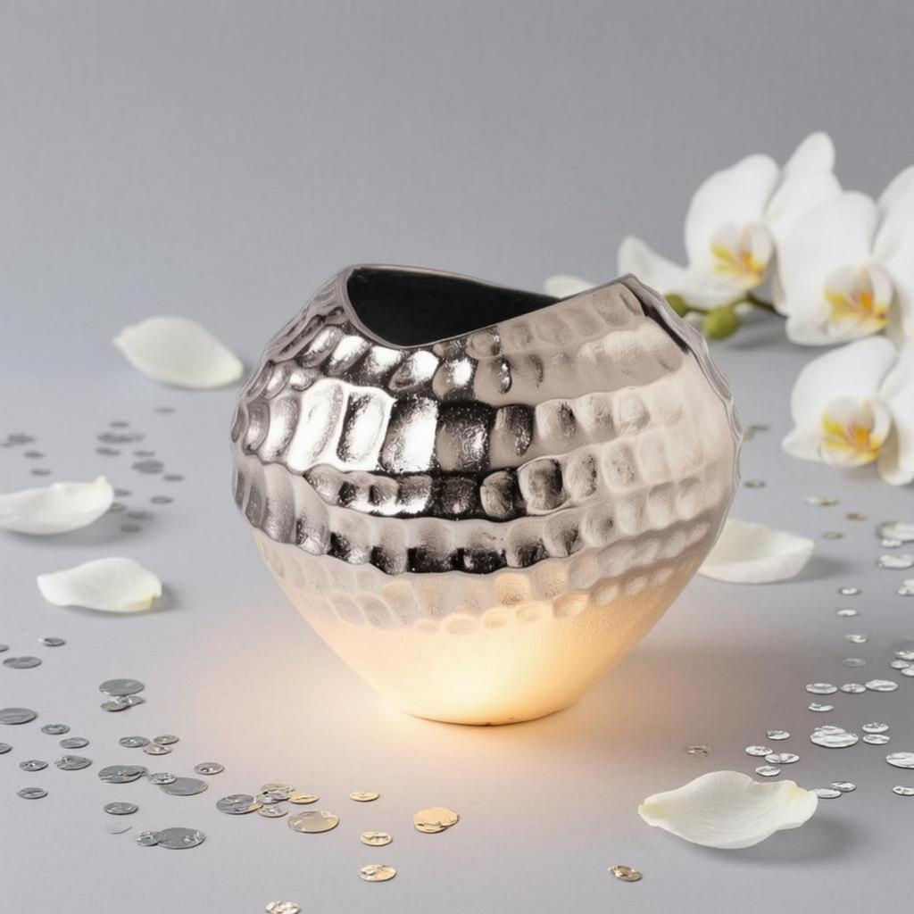 Crinkled Paper Shape Vase Hammered Texture Decorative Open OpenTop Decor for Flower Display
