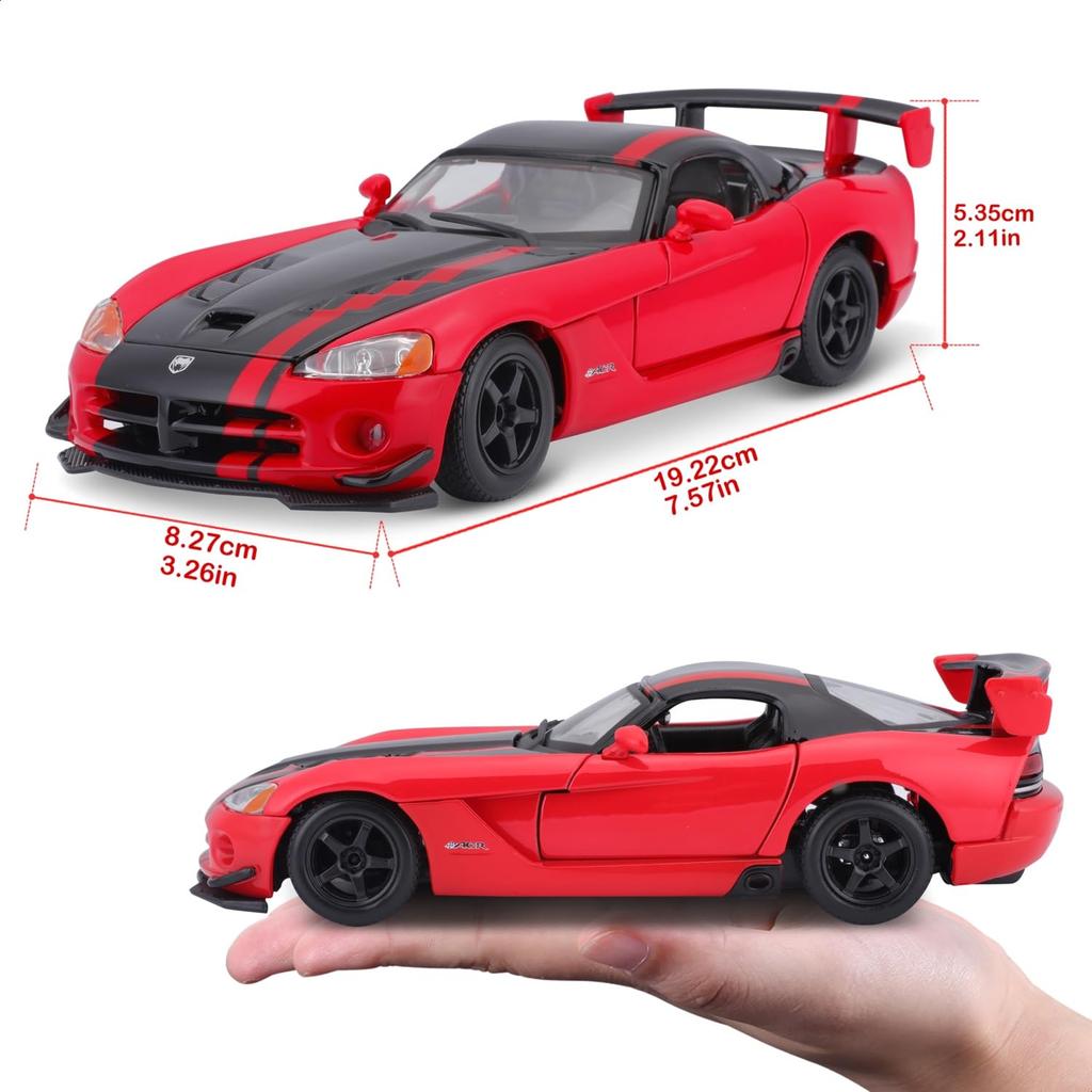 Bburago 1/24 Dodge Viper SRT 10 ACR Red/Black / Diecast Model Car, Finished Product 18-22114 RD