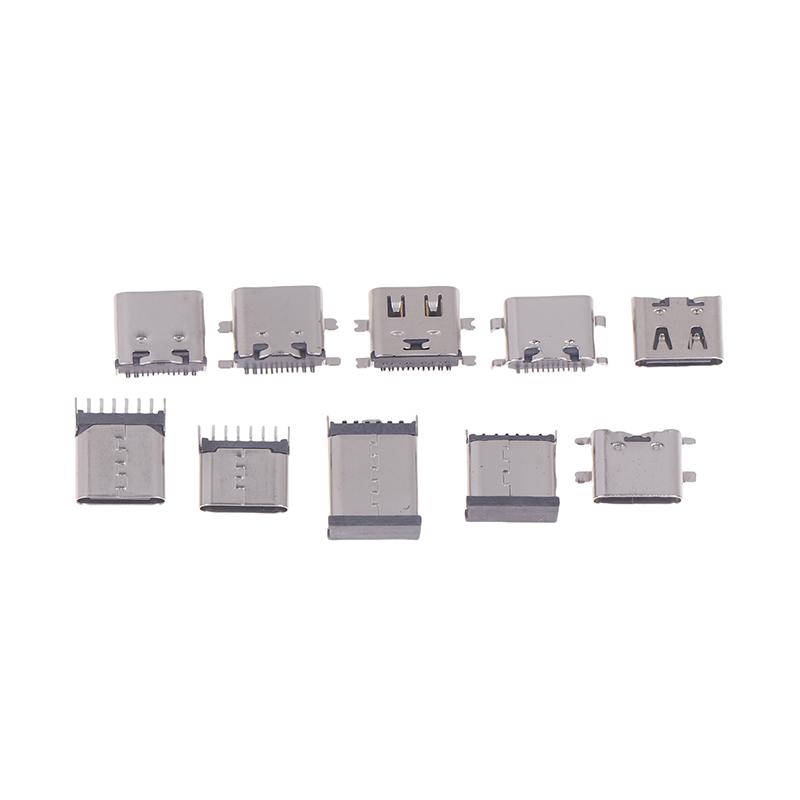 100 Stück/Box 10 Modelle Typ-C USB Ladedock-Anschlüsse Mix 6-Pin und 16-Pin Verwendung für Telefon- und Digitalprodukt-Reparaturset