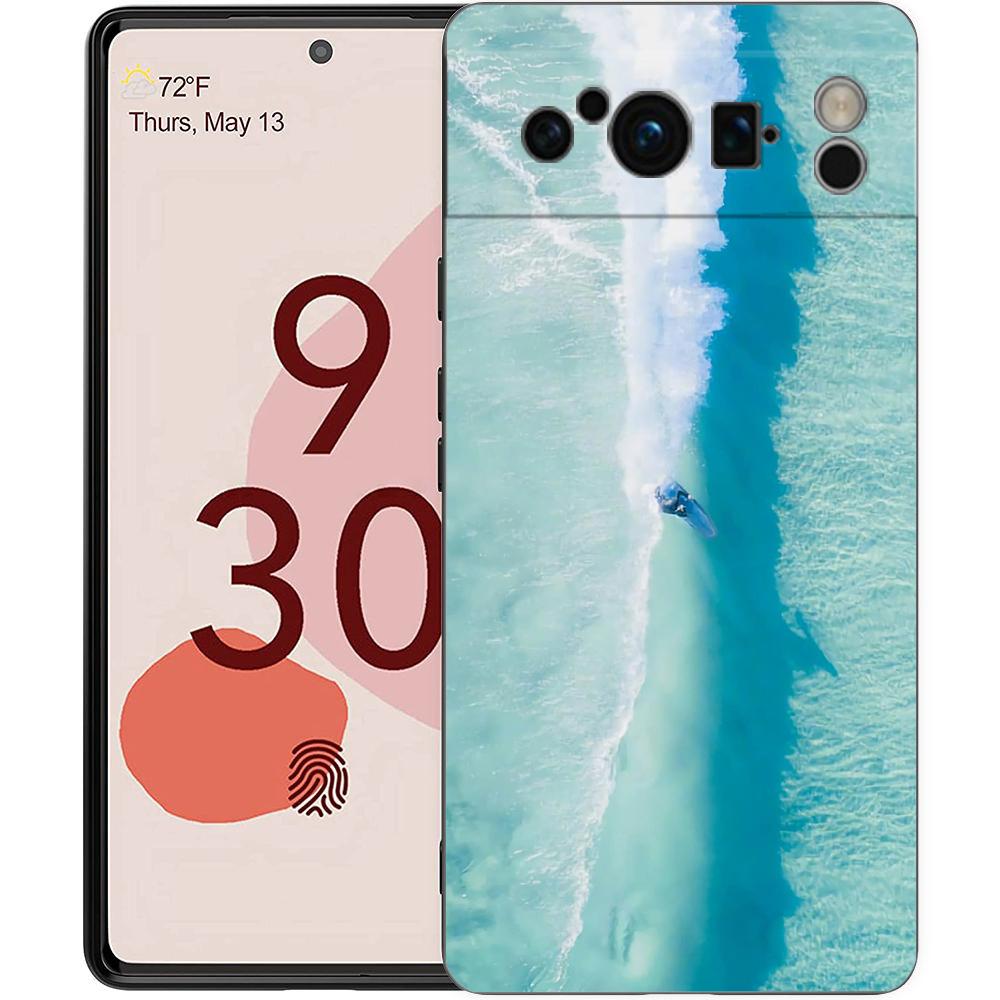 Pretty Blue Sea Fashion Phone Case For Google Pixel 10A 10 9 8 7 6 Pro XL 9A 8A 6A 7A 5G Soft Shockproof TPU Black Cover
