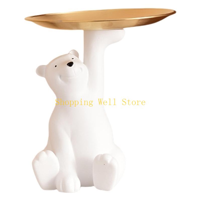 KX4B Little Bear Holder Tray, Practical Desk Accessory Storage Compartment Entryway Holder For Everyday Use