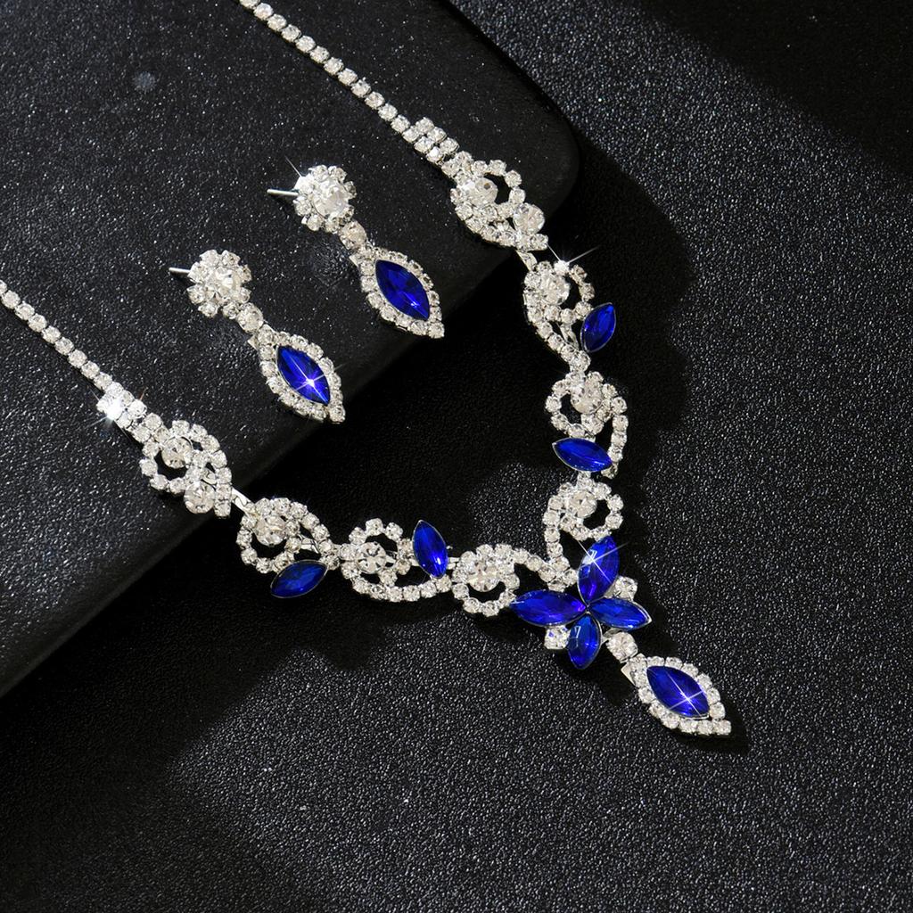 Winter Crystal Butterfly Necklace Earrings Set Jewelry Luxury Wedding