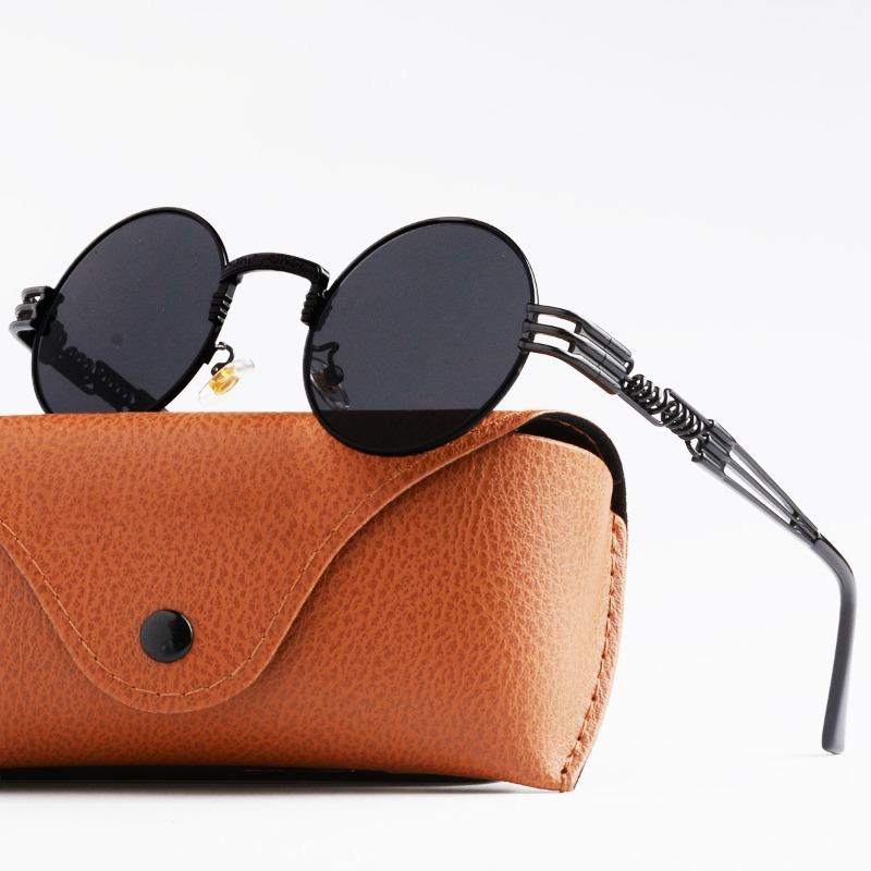 European and American sunglasses retro steampunk women s high-end face small anti-ultraviolet metal frame round frame sunglasses
