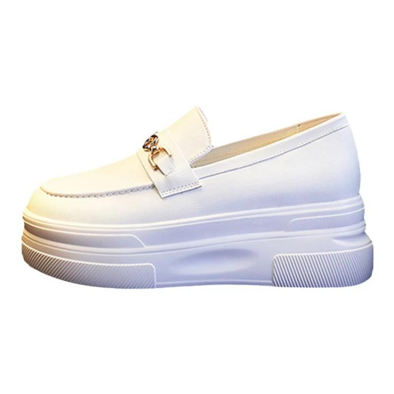 Thick-soled inner height increase, one pedal small white shoes, women's summer 2025 spring and autumn new casual white loafers, single shoes