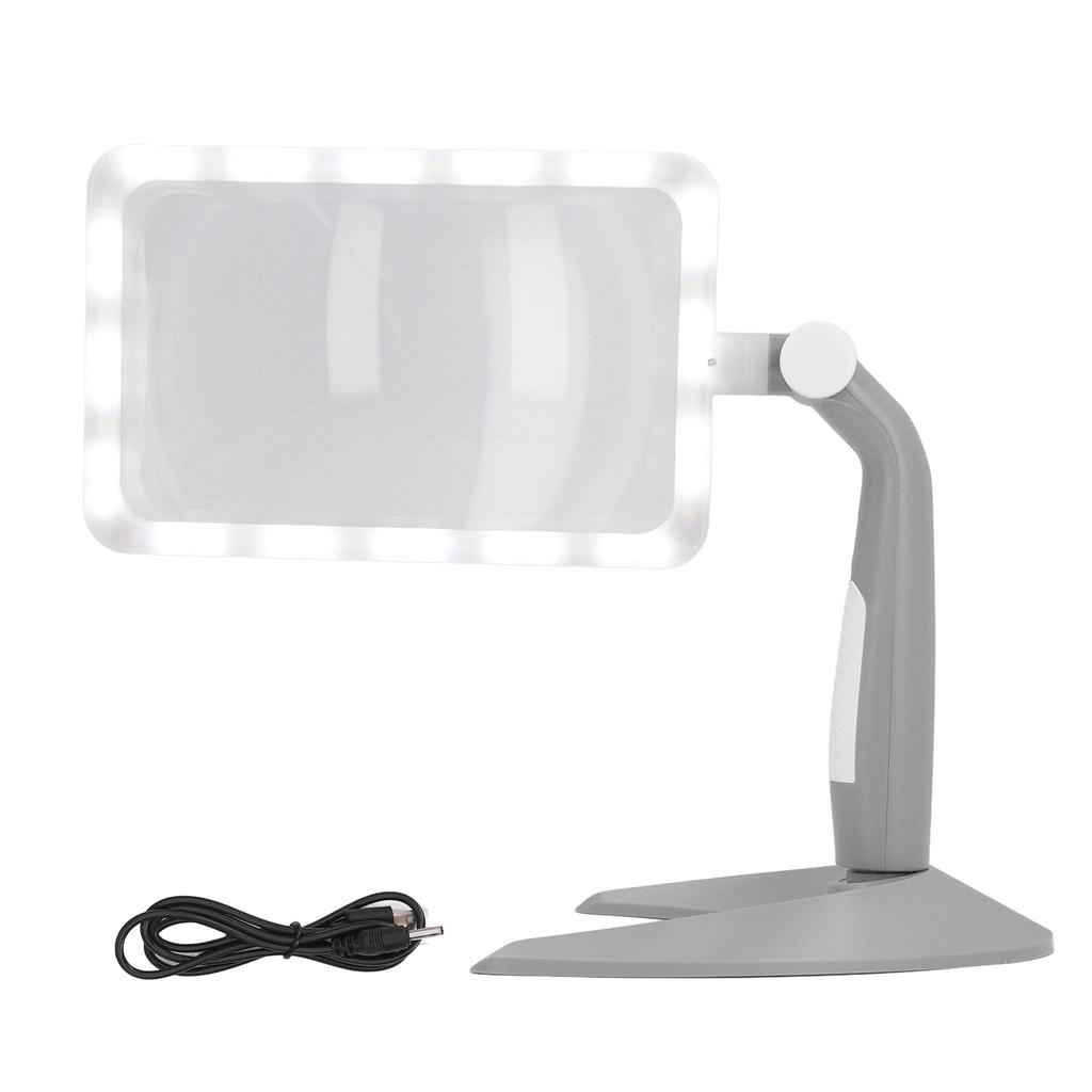 Magnifying Glass with 48 LED Cold Warm Light 2.5X 3 Modes 180 Degree Rotation Rectangular Illuminated Lighted Reading