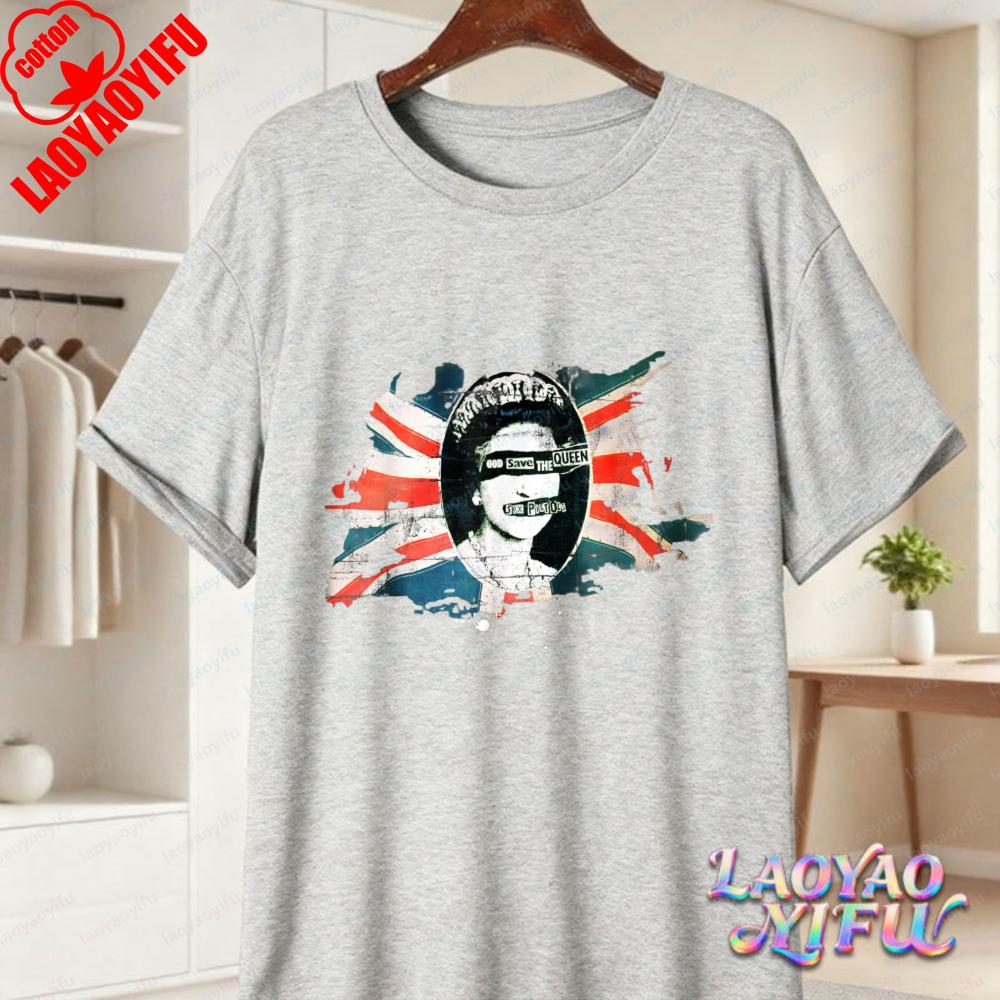 T-shirt Punk Queen in Cotone Vintage Classica God Save The Queen Grafica Union Jack T-shirt Tendenza Gothic Rock Top Donna Unisex Abbigliamento