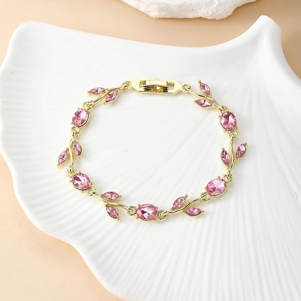 Resoul Gold Plated Crystal Tulip Bracelet Tulipe Flower Rhinestone Charm Bracelet Fashion Jewelry Summer Bracelet