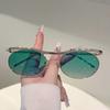 KAMMPT Vintage Oval Sunglasses New Fashion Metal Rim Gradient Outdoor Casual Shades Women Trendy Brand Design Sun Glasses