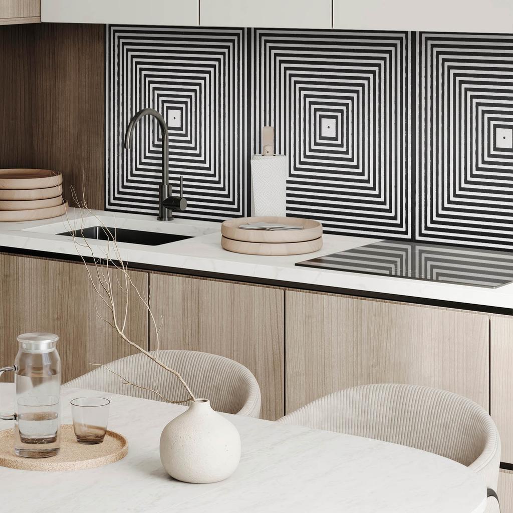 Self-Adhesive Wallcovering With Graphics 120x60 cm Concentric lines in squares