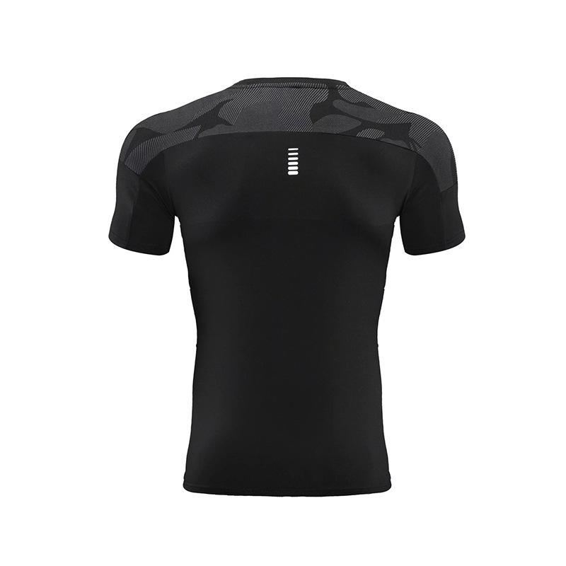 Herren Europäischer und Amerikanischer Stil Schnelltrocknendes Tarnmuster Patchwork Fitness-T-Shirt