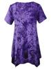 Women's Plus Size Tie-dye V-neck Irregular Hem Short Sleeve Loose Top