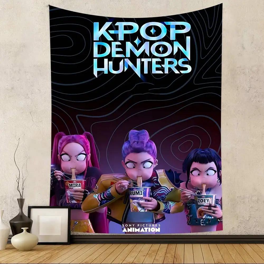 K-Pop Demonn Hunterss Anime Style Tapestry Home Bedroom Decoration Birthday Party Party Background Cloth